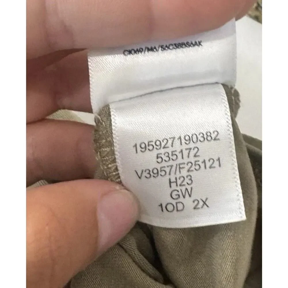 Lands' End Plus Size Jersey A-Line Tunic Olive 2X Long Sleeve NEW button front